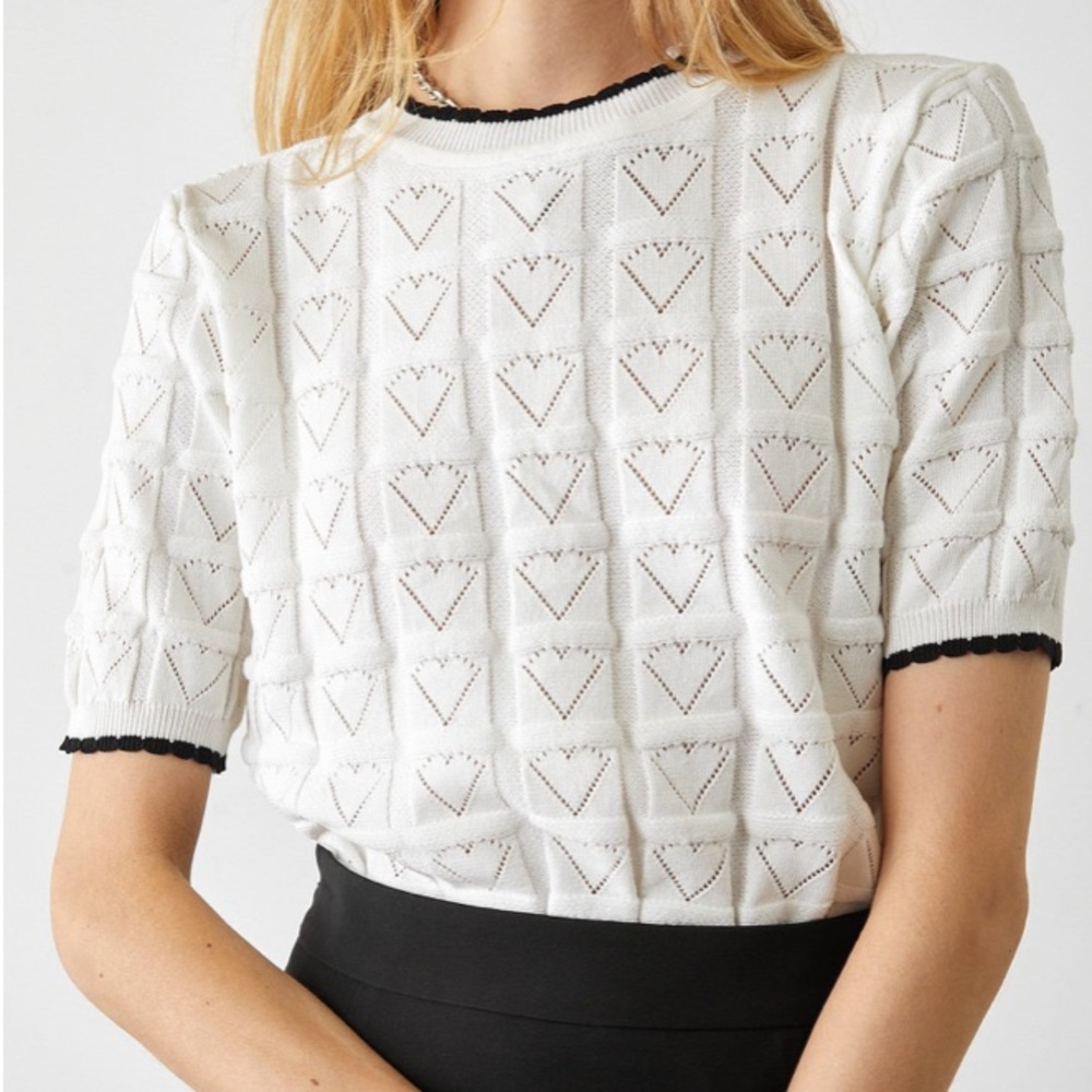 White heart top with black trim